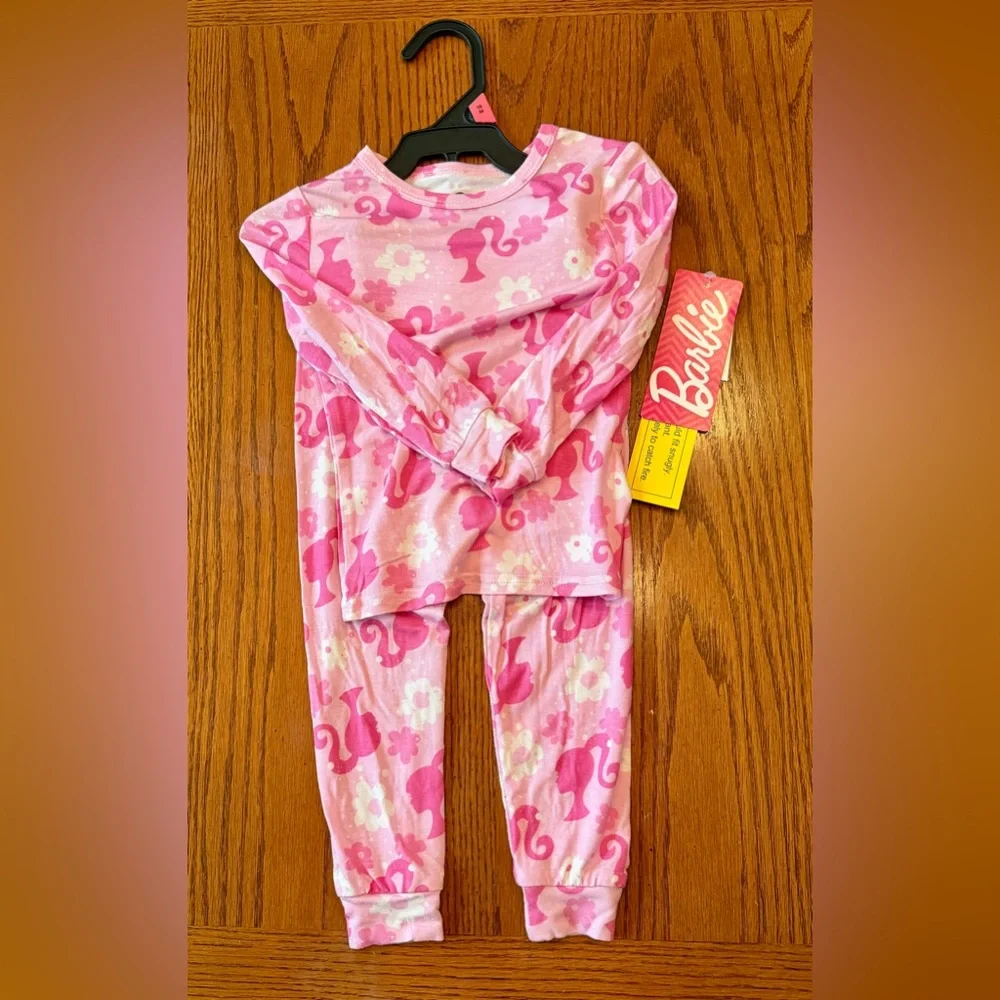 Barbie Pajama Set‎ - Pink with Barbie Silhouette - NWT - 12M